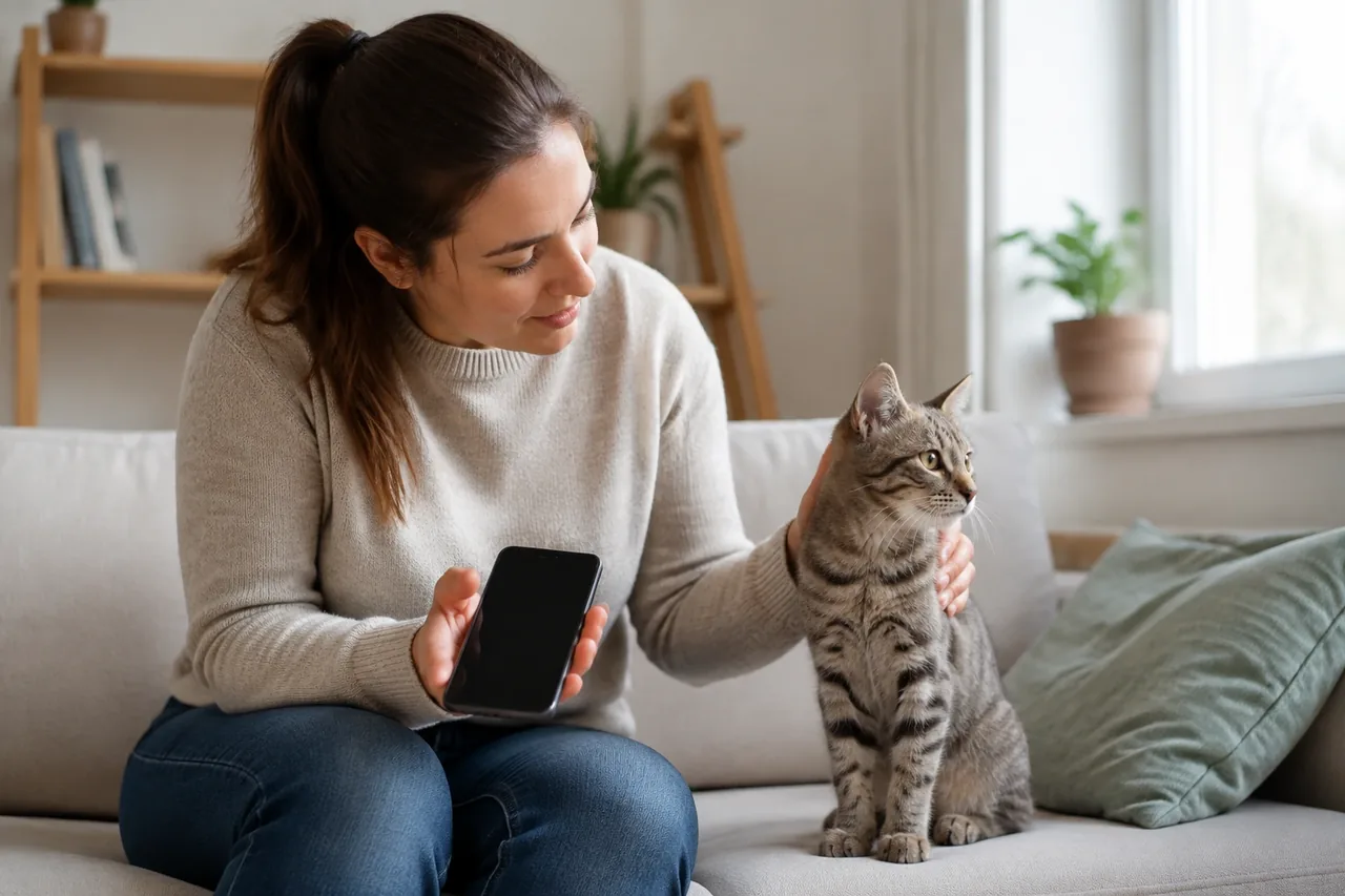 Естественная домашняя сцена с котёнком, наглядно раскрывающая тему «К концу первого года: профилактический план для молодой кошки».
